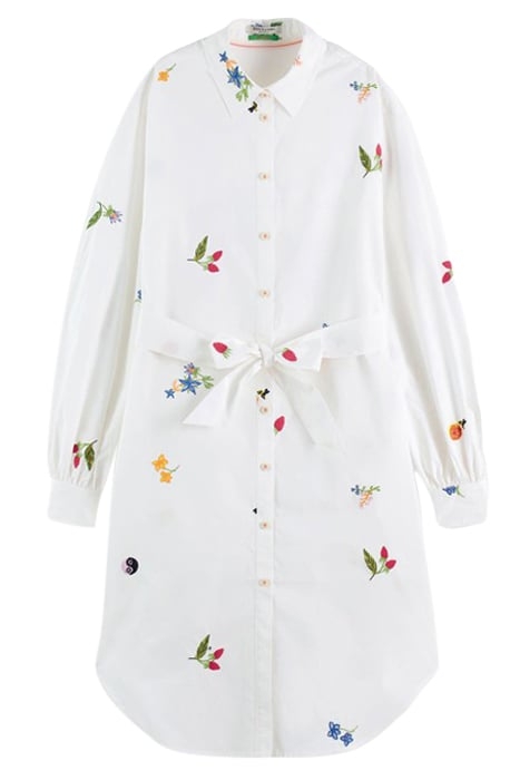 EMBROIDERED SHIRT MINI DRESS WHITE 1