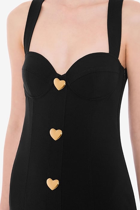 HEART BUTTONS ENVER SATIN DRESS BLACK 4