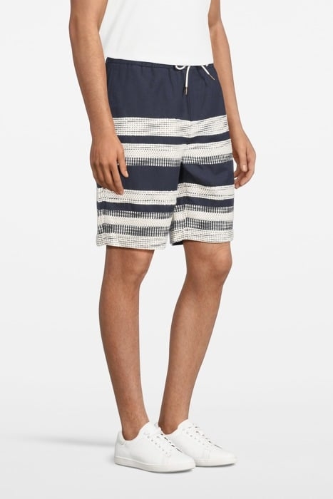 STRUCTURED STRIPED LINEN-BLEND BERMUDA SHORT COMBO A 4