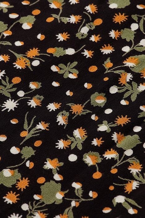 DRESS WITH GATHERS AND HI LOW HEM SPACE FLORAL CINNAMON SPIC 3