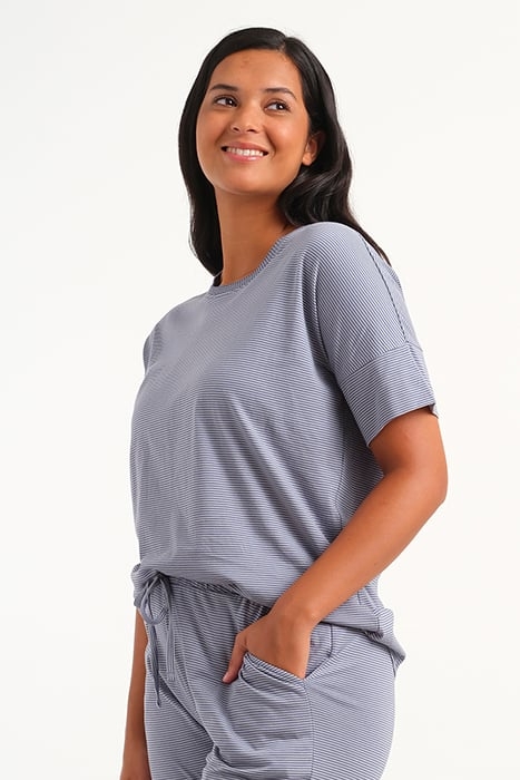 NW TOP TSHIRT LS CLAIRE YARN DYE STRIPE BLUE STRIPED 3