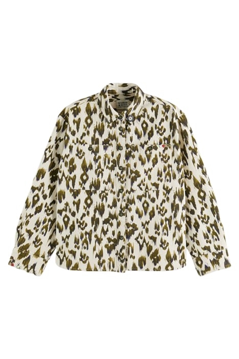 MILITARY SHIRT BRUSHED IKAT ARMY GREEN 1