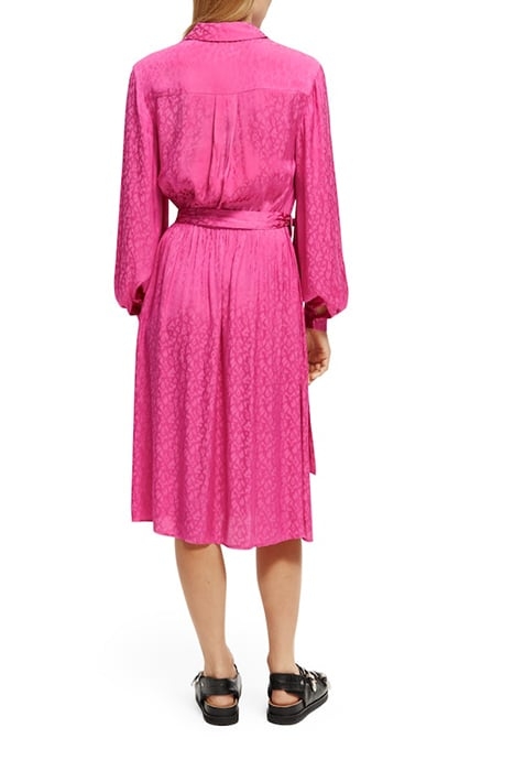 RELAXED FIT SHIRT DRESS IN VISCOSE JACQUARD FUCHSIA 4