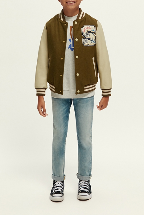 WOOL COLLEGE JACKET WITH LEATHER SLEEVES KHAKI 4