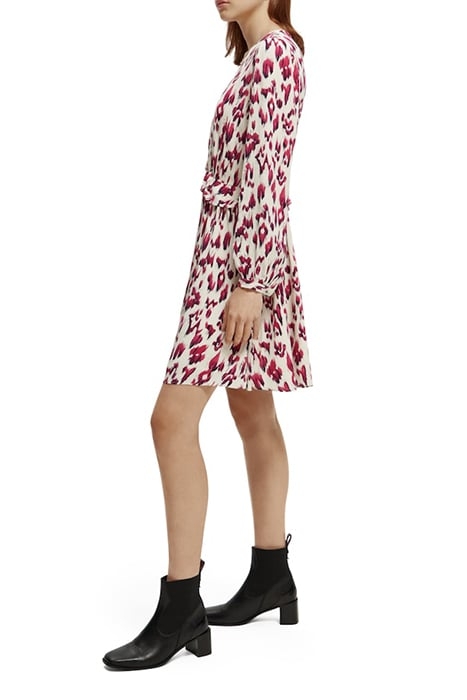 WRAPPED SHORT DRESS BRUSHED IKAT CHERRY PIE 5