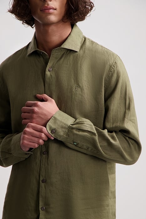 BASIC SHIRT LINEN ARMY GREEN 4