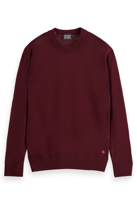ESSENTIALS - MERINO WOOL LOGO CREWNECK PULLOVER BORDEAUX MEL 1