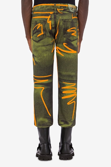 SHADOWS & SQUIGGLES COTTON BULL TROUSERS GREEN 2