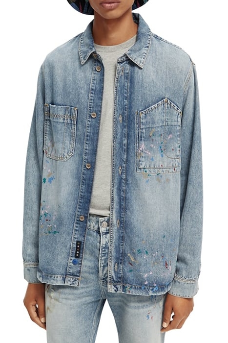 WASHED LIGHTWEIGHT DENIM OVERSHIRT WITH PAINT DETAILS WASHED 5