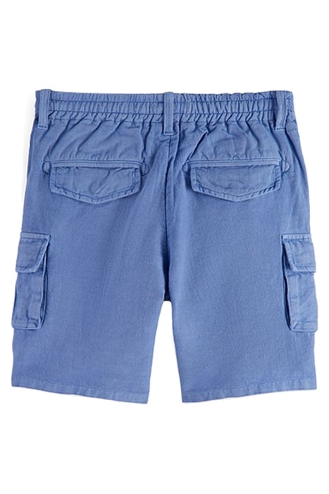 GARMENT-DYED COTTON LINEN CARGO SHORTS CORNFLOWER 2