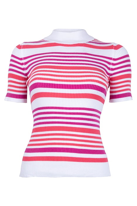 STRIPE TURTLE RIB KNIT WHITE/CAM/WILD ROSA 1