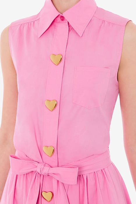 HEART BUTTONS STRETCH POPLIN DRESS PINK 4