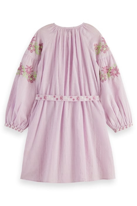 LONG-SLEEVED LIGHTWEIGHT FLOWER EMBROIDERY DRESS ORCHID 2