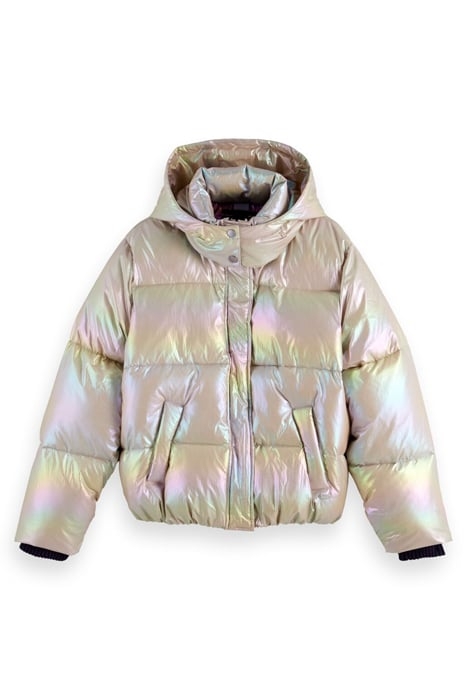 TECHNICAL PUFFER JACKET WITH DETACHABLE HOOD SILVER METALLIC 1