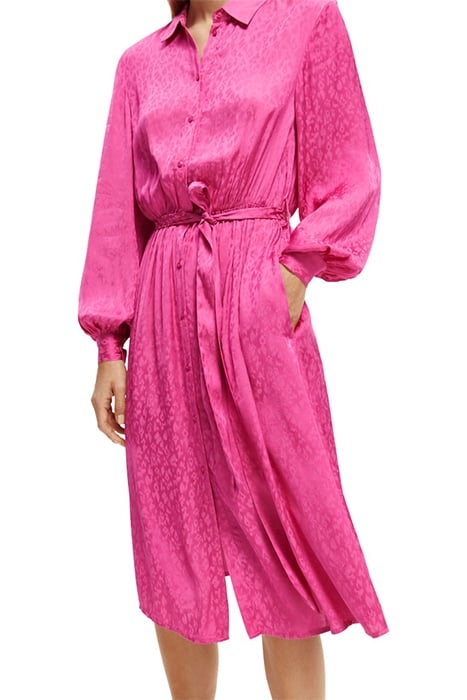 RELAXED FIT SHIRT DRESS IN VISCOSE JACQUARD FUCHSIA 6