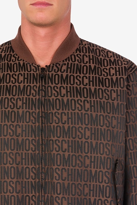 ALLOVER LOGO JACQUARD NYLON BOMBER JACKET DARK BROWN 4