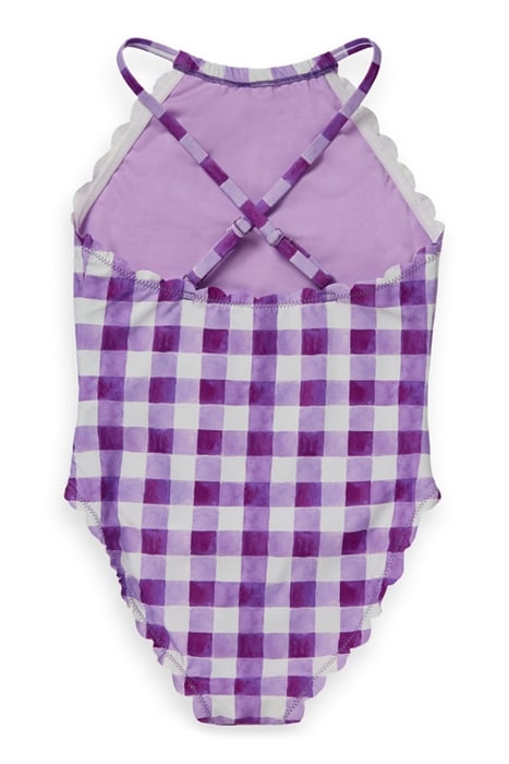 PRINTED CHECK SCALLOP EDGE BATHING SUIT MULBERRY BISTRO CHEC 2