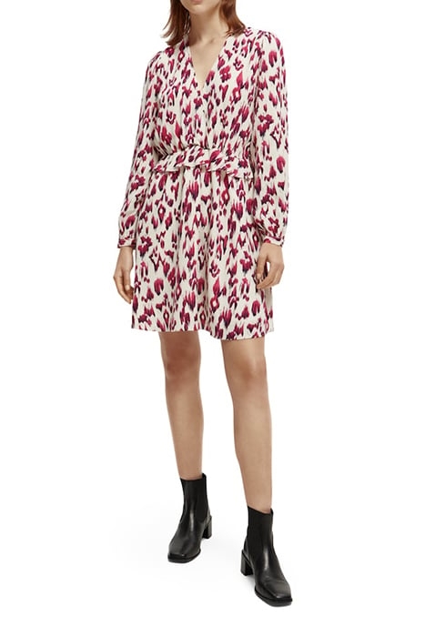 WRAPPED SHORT DRESS BRUSHED IKAT CHERRY PIE 3