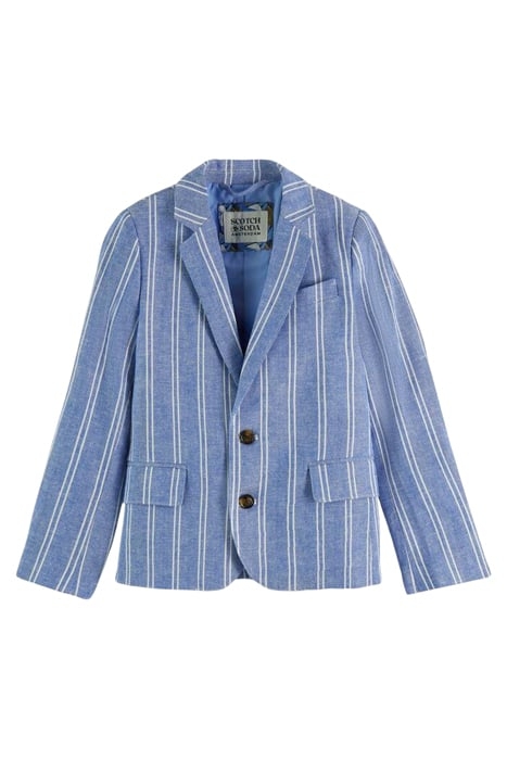STRIPED COTTON LINEN DRESSED BLAZER BLUE STRIPE 1