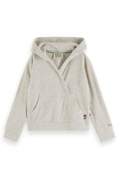 RELAXED-FIT WRAP TOWELLING HOODIE GREY MELANGE 1