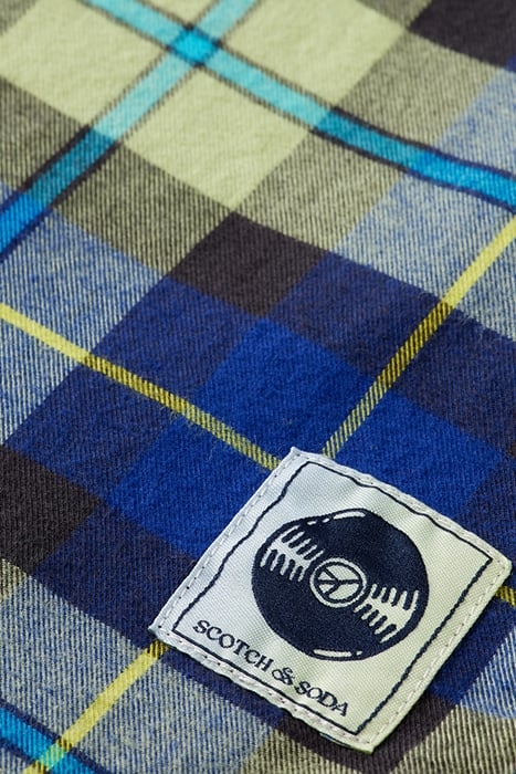 YARN-DYED CHECK FLANNEL SHIRT IN ORGANIC COTTON BLUE MULTICO 7