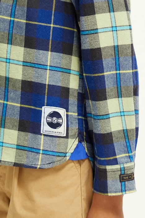 YARN-DYED CHECK FLANNEL SHIRT IN ORGANIC COTTON BLUE MULTICO 6