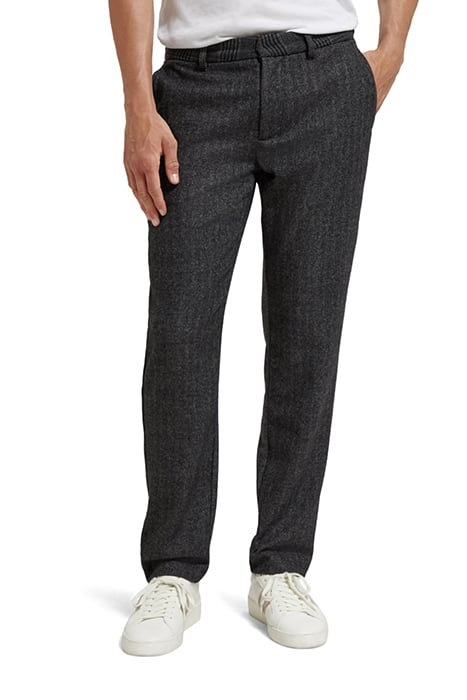 STUART- WOOL-BLEND YARN-DYED CHINO GREY BLACK HERRINGBONE 1