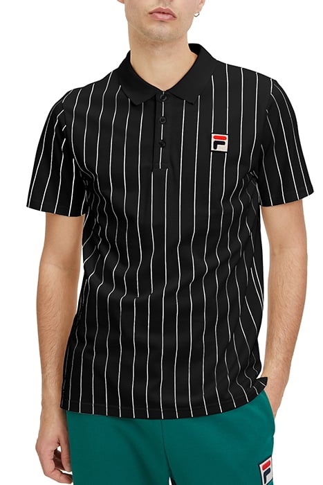 LUCKENWALDE POLO SHIRT BLACK/BRIGHT WHITE STRIPED 1