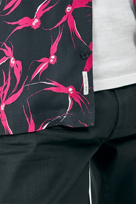 BLACK REGULAR SHIRT WITH PINK FLORAL PRINT 7