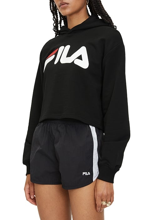 LAFIA CROPPED LOGO HOODY BLACK 1