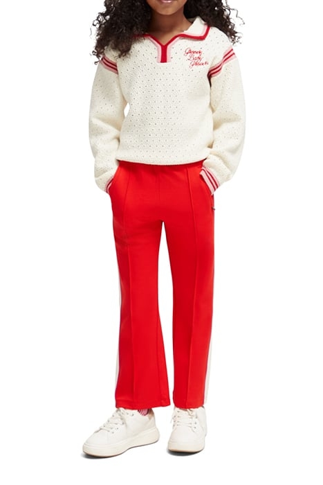 WIDE LEG CONTRAST PANEL SWEATPANTS RED GLOW 3