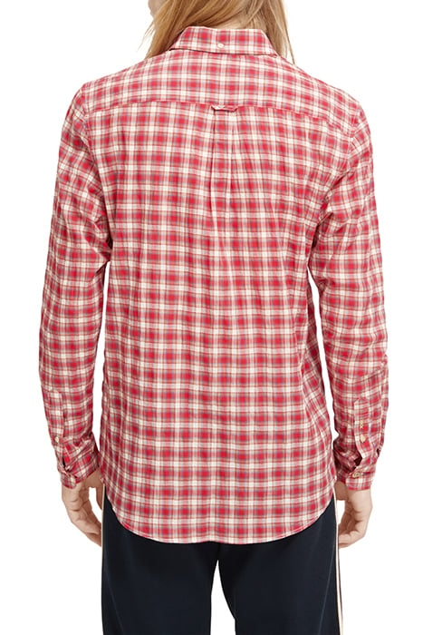 CRINKLE CHECK SHIRT WITH TAPE DETAIL RED CHECK 2