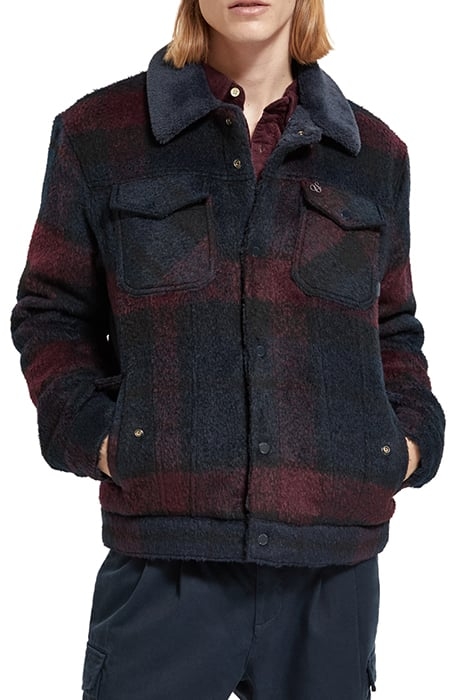 JACQUARD TRUCKER JACKET WITH TEDDY COLLAR BORDEAUX NIGHT CHE 1
