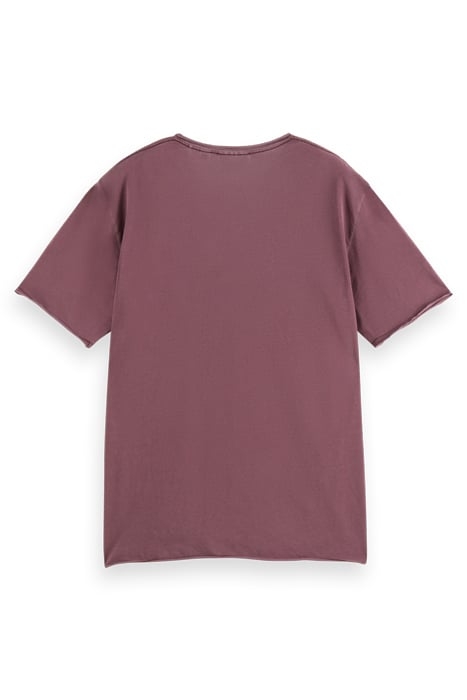 RELAXED FIT RAW EDGE T-SHIRT IN ORGANIC COTTON BERRY WINE 5