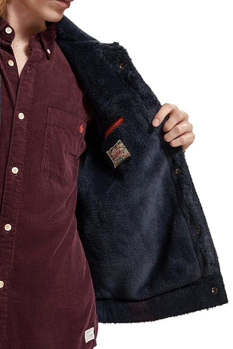JACQUARD TRUCKER JACKET WITH TEDDY COLLAR BORDEAUX NIGHT CHE 8