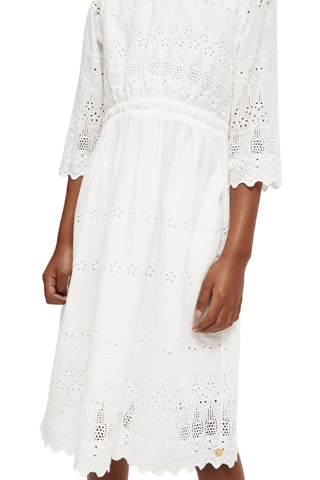 MIDI BRODERIE ANGLAISE DRESS OFF WHITE 7