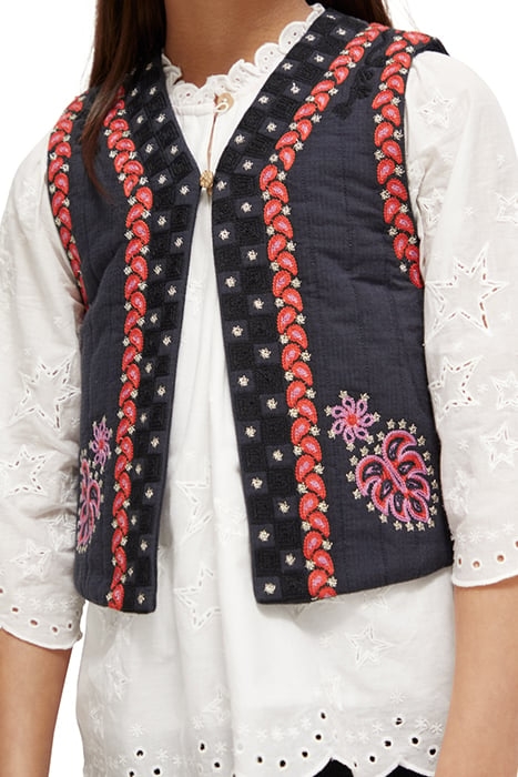 SHORTER-LENGTH EMBROIDERED GILET MIDNIGHT 6