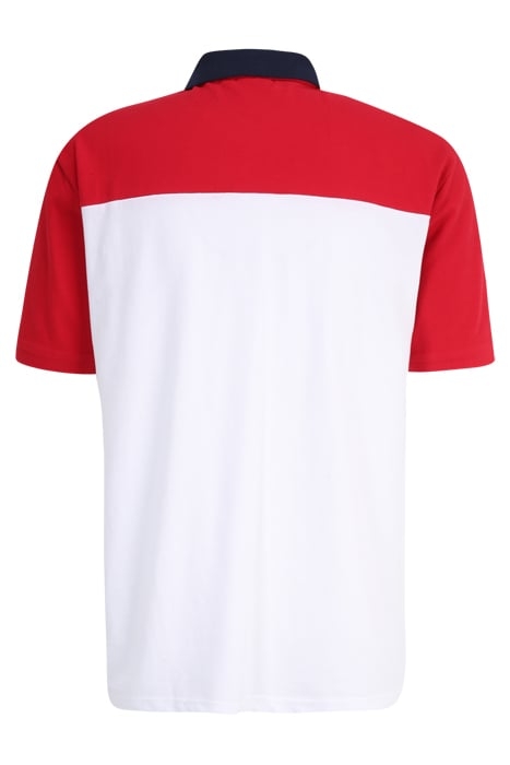 LIANSHAN BLOCKED POLO SHIRT BRIGHT WHITE-TRUE RED 5
