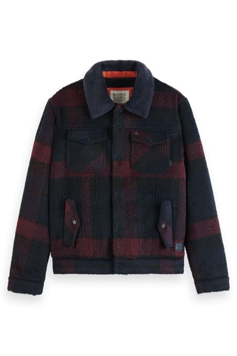 JACQUARD TRUCKER JACKET WITH TEDDY COLLAR BORDEAUX NIGHT CHE 4