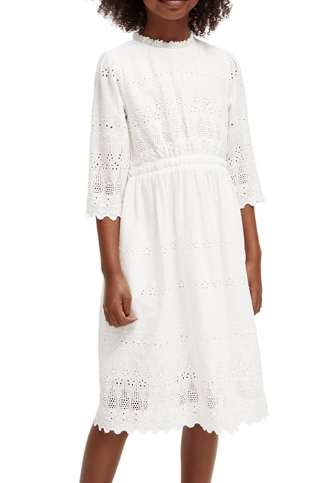 MIDI BRODERIE ANGLAISE DRESS OFF WHITE 1