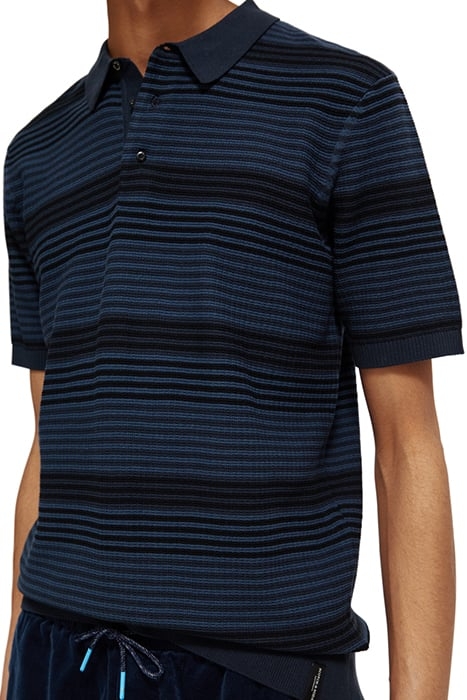 STRUCTURE KNITTED POLO BLUE STRIPE 6