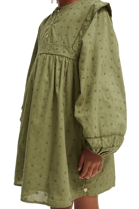 BRODERIE ANGLAISE PANEL DRESS MILITARY 7