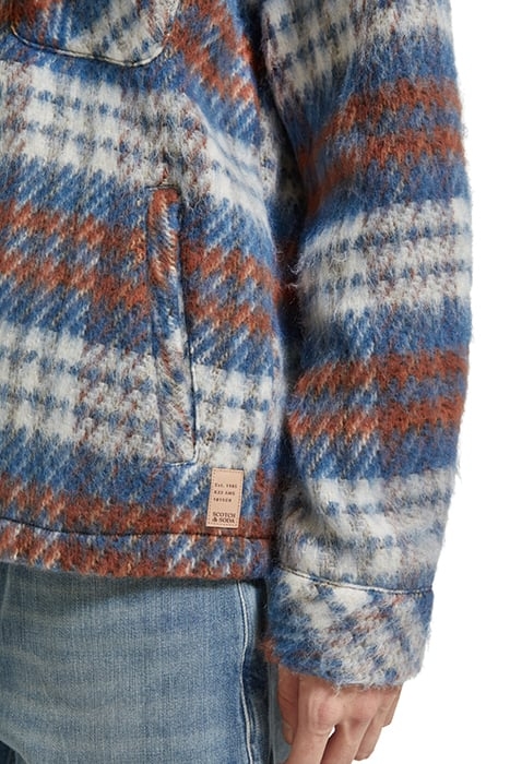 BRUSHED WOOL BLEND CHECK OVERSHIRT BLUE WHITE CHECK 8