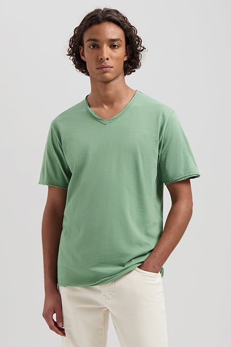 BASIC V-NECK TEE SLUB JERSEY LODEN FROST 1