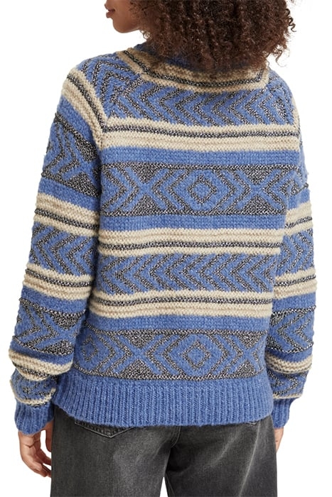 METALLIC FAIR ISLE PULLOVER DUTCH BLUE 2