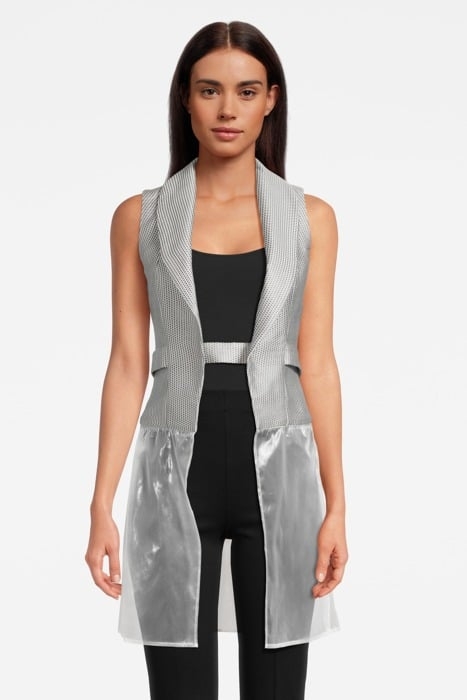 WOMEN‘S TRANSPARENT FITTED VEST SILVER GRAY/WHITE 1