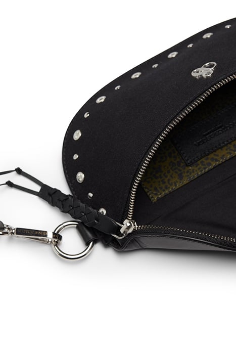 CANVAS+LEATHER BUMBAG WITH STUDS EVENING BLACK 5
