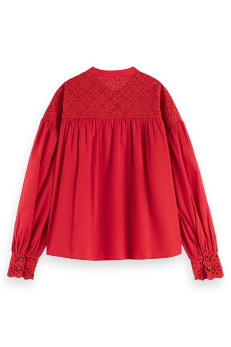TOP WITH BRODERIE ANGLAISE YOKE AMP RED 5