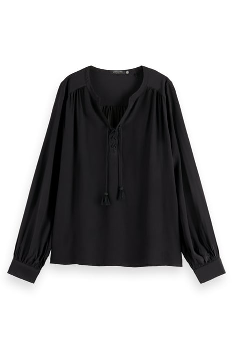 LACE UP TOP WITH BALLOON SLEEVES EVENING BLACK 4