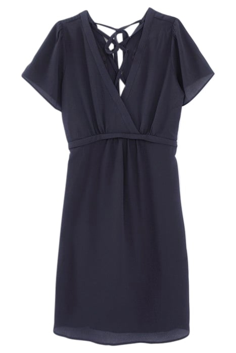 NAVY DRESS WITH LACED BACK 4